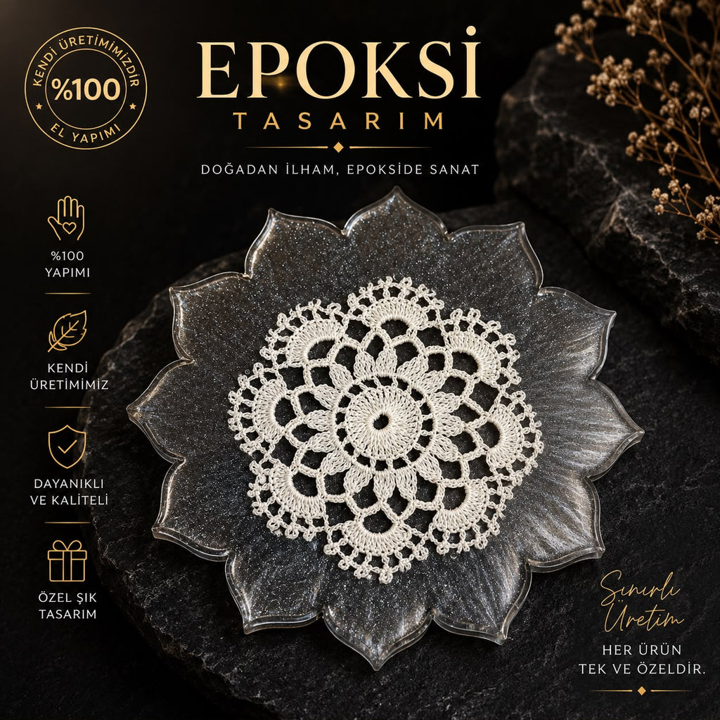 Dantel Serisi Epoksi Bardak Altlığı Seti (2'li)