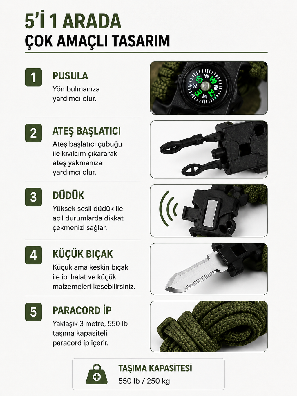 Survival Paracord Bileklik
