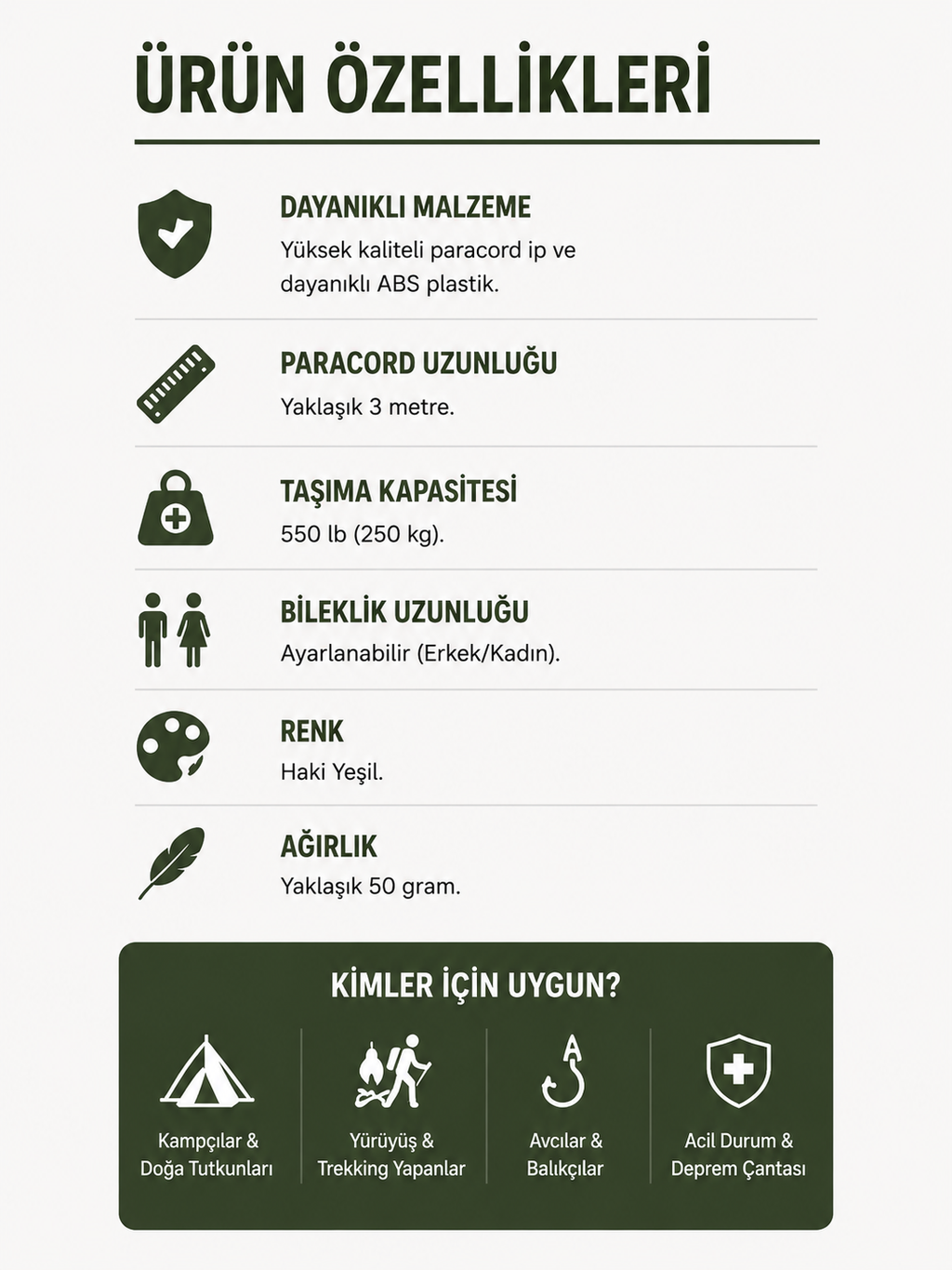 Survival Paracord Bileklik