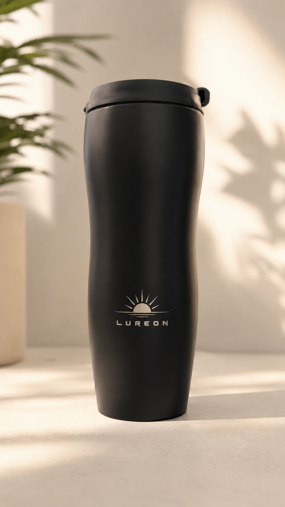 LUREON 400 ml Siyah Paslanmaz Çelik Seyahat Termosu | Sızdırmaz Kahve ve Çay Termosu