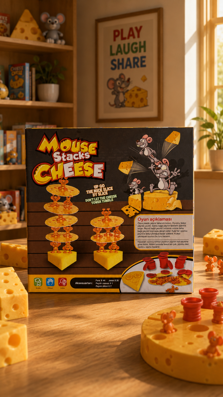 Mouse Stacks Cheese | Denge ve Beceri Masa Oyunu